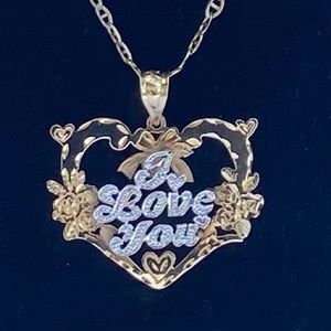 Gold 14k gold heart pendent & a 14k gold necklace
